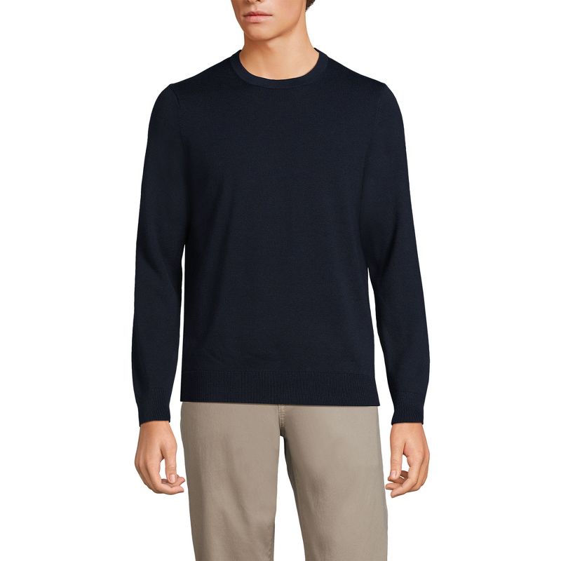 Lands' End Men's Fine Gauge Cotton Crew Neck Sweater - X Large - Radiant Navy