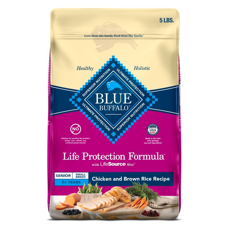 Blue Buffalo Life Protection Formula Natural Senior Small Breed Dry Dog Food with Chicken and Brown Rice - 5lbs