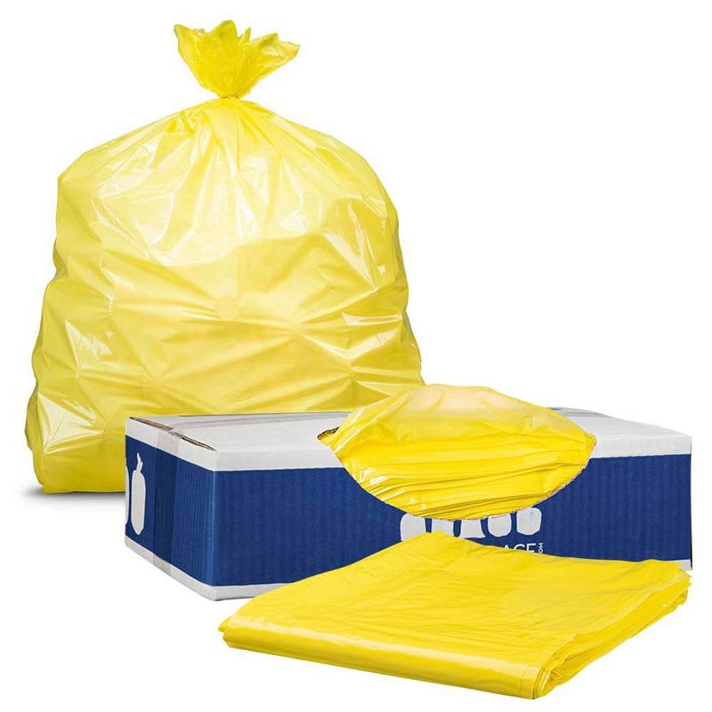 Plasticplace 55-60 Gallon Heavy Duty Trash Bags, Yellow (50 Count)