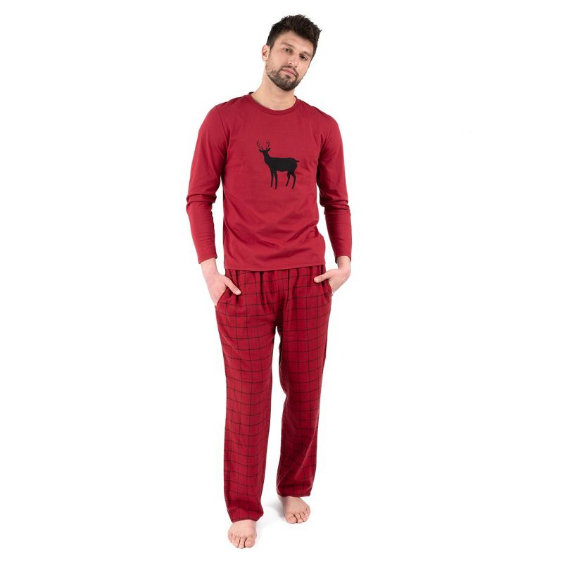 Leveret Mens Pajamas Cotton Top Flannel Pants Reindeer XXL
