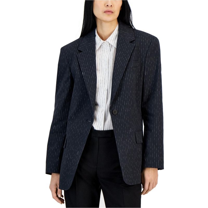 Hugo Boss Womens Striped Blazer Jacket, black, 4