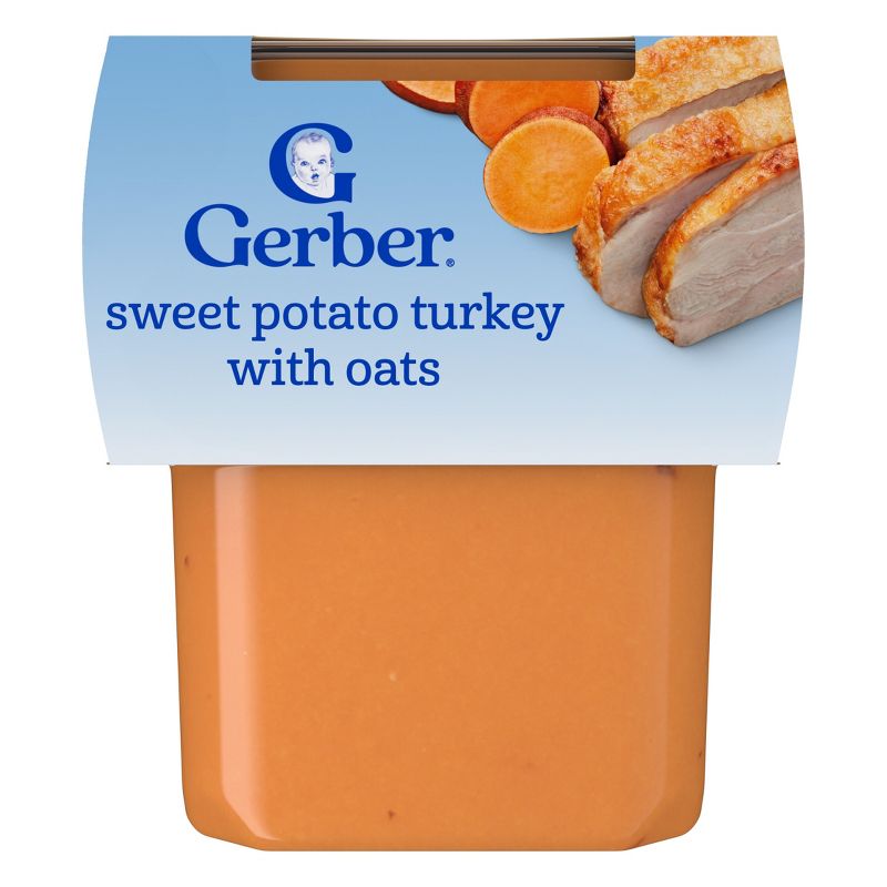 Gerber Baby Food Stage 2 Sweet Potato & Turkey with Whole Grains Puree Tub - 2ct/4oz