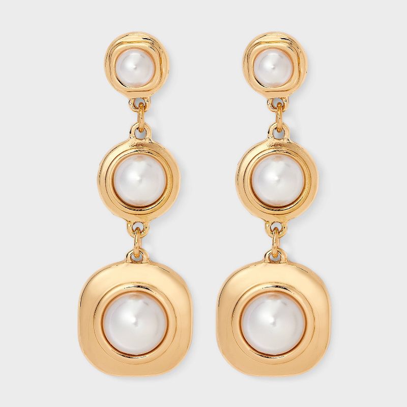 Triple Pearl Drop Earrings - A New Day™ Gold/Pearl