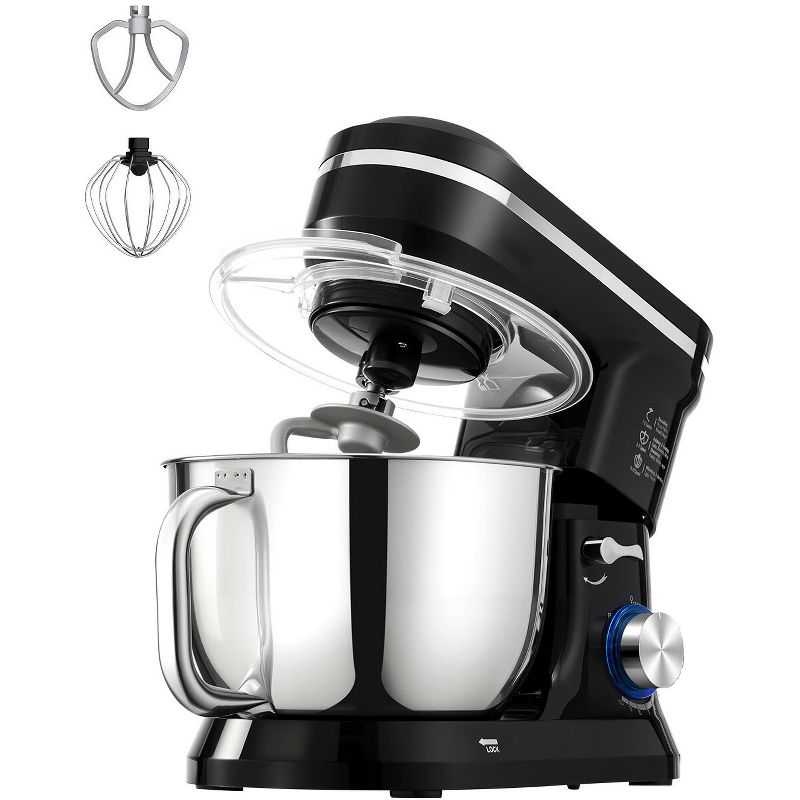 VEVOR Stand Mixer, 5QT Dough Mixer, 10+P Speeds Tilt-head Food Mixer, Kitchen Mixer with Stainless Steel Bowl, Dough Hook, Wire Whip, Black