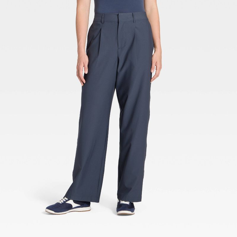 Women's Woven High-Rise Trouser Pants - All In Motion™ Navy Blue S
