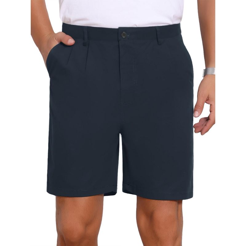 INSPIRE CHIC Men's Above Knee with Pockets Mid Waisted Formal Shorts 36 Dark Blue