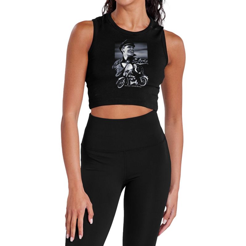 Women's Elvis Presley Motorcycle Sleeveless Crop Top Tank Black X Large
