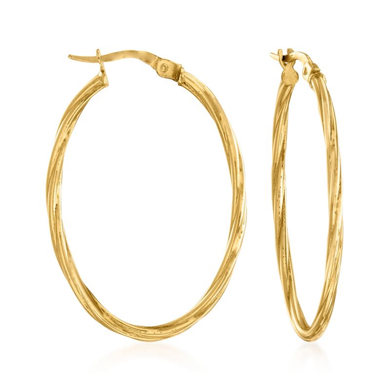 Ross-Simons Italian 18kt Yellow Gold Oval-Shaped Twisted Hoop Earrings