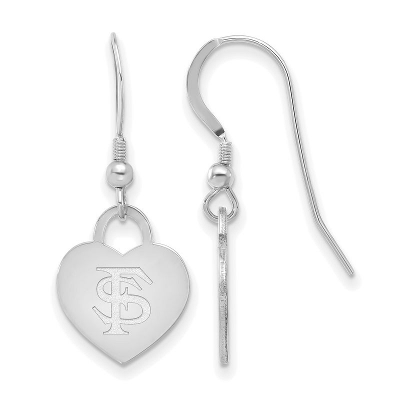 Black Bow Jewelry Sterling Silver Florida State Seminoles NCAA Heart Dangle Earrings