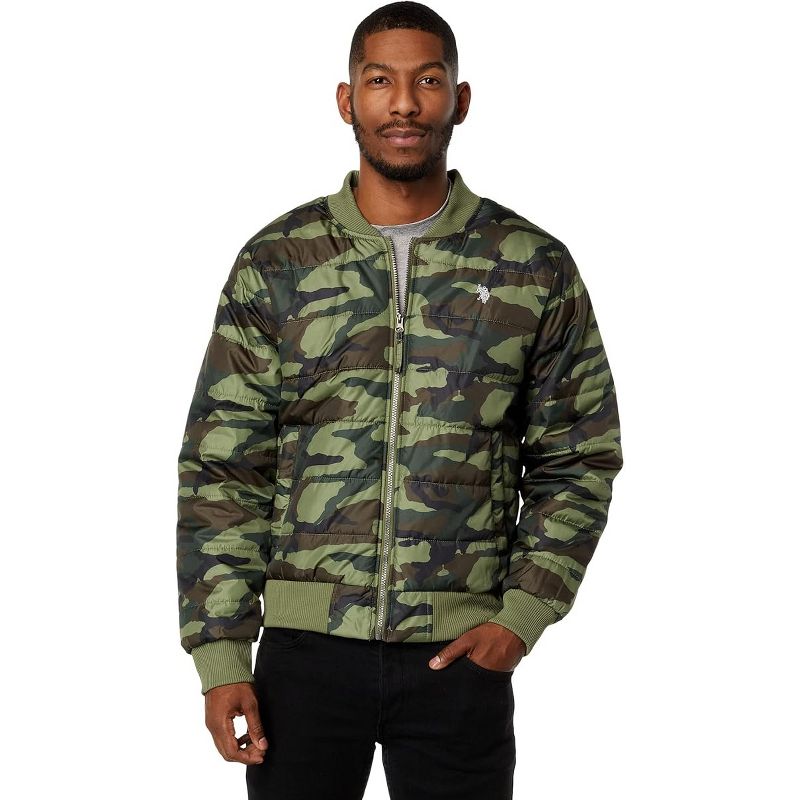 U.S. Polo Assn. Men’s Camo Quilted Bomber Jacket Army Green X-Large