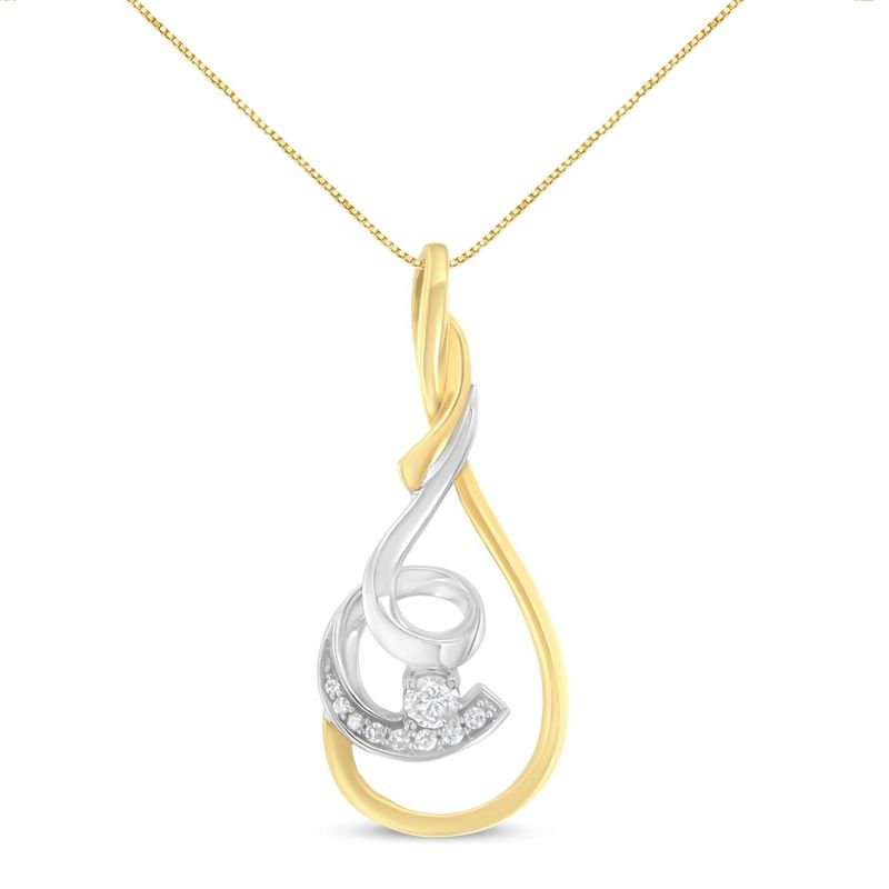 Haus of Brilliance 10K Two-Tone Gold 1/6 Cttw Diamond Layered Spiral Pendant Necklace