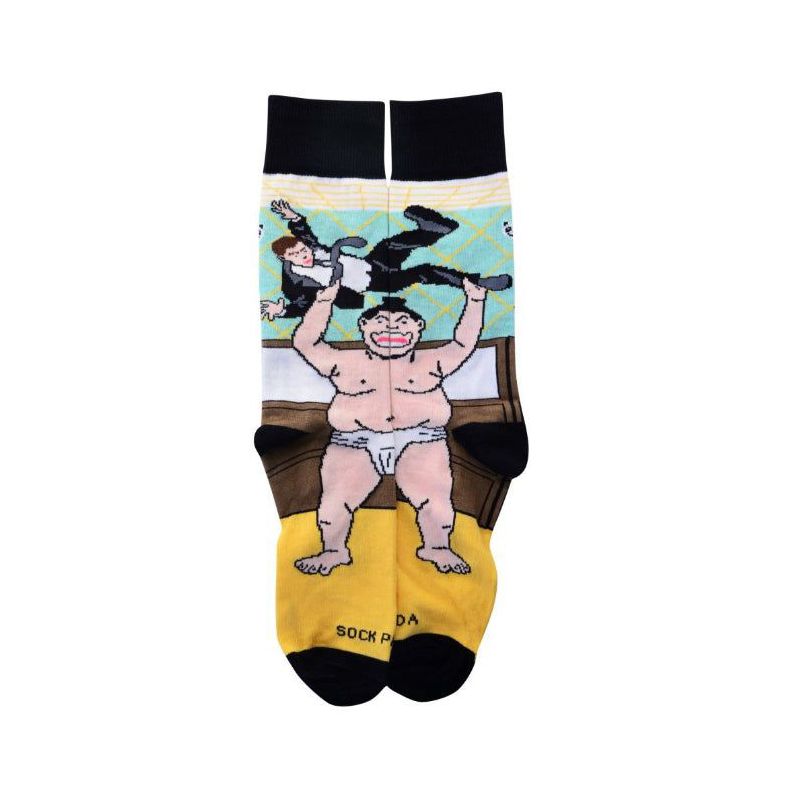 Sumo Man Tossing Business Office Man from Cubicle Socks - from the Sock Panda (Men's Sizes, Adult Large)