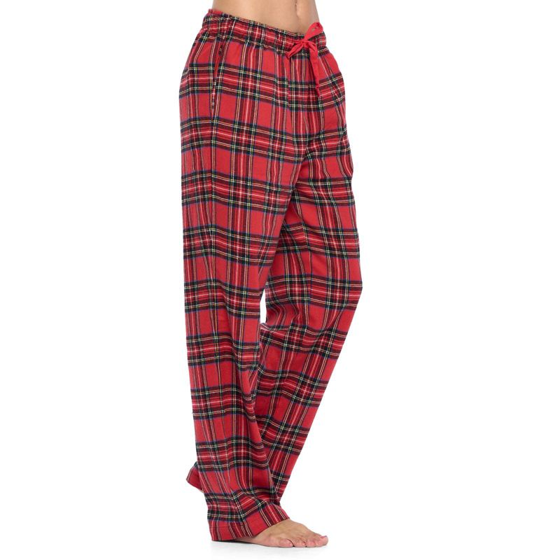 Ashford & Brooks Women's Super Soft Flannel Plaid Pajama Sleep Pants - Red Stewart Plaid - Large