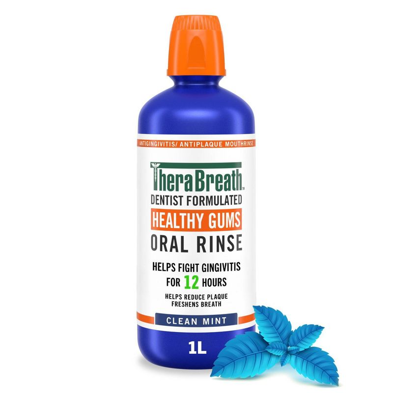 TheraBreath Healthy Gums Mouthwash Antigingivitis - Clean Mint - 33.8 fl oz