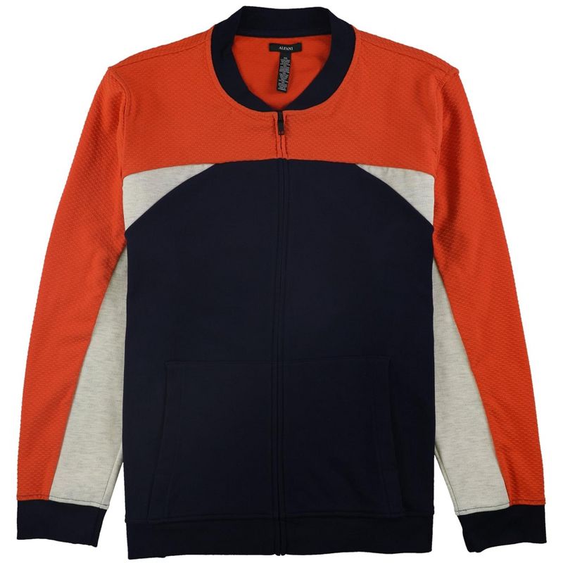 Alfani Mens Colorblocked Bomber Jacket, medorange, Medium