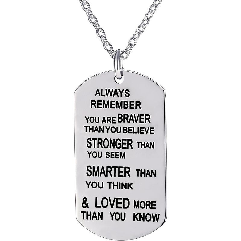 Inspirational Pendant Necklace - 'Braver Stronger Smarter' Gift for Family & Friends