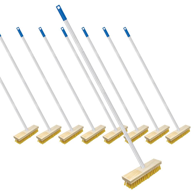 LOLA Deck Scrub Brush Outdoor Broom, 9 Pack, Durable Bristles Remove Dirt, Grime, Grout, Leaves, Snow on Patios, Decks, Wet or Dry
