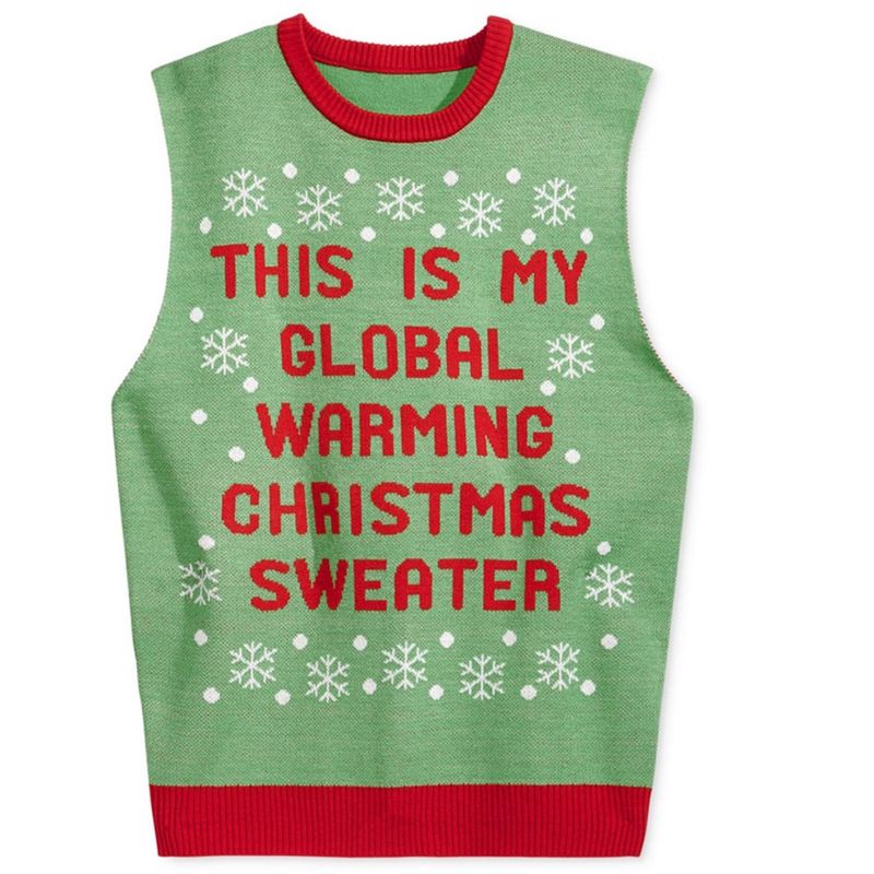 American Rag Mens Global Warning Sweater Vest, green, Small