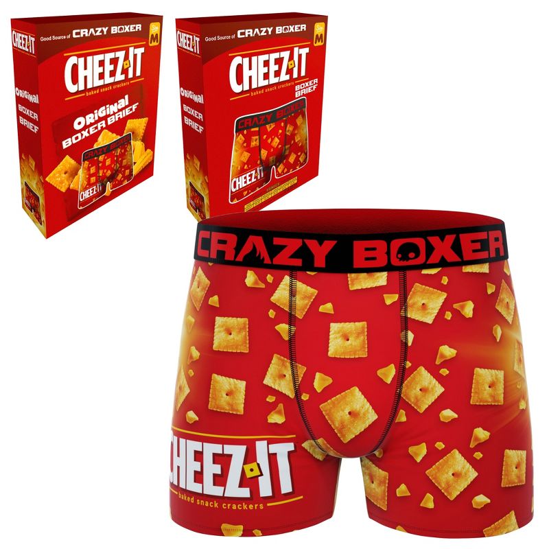 Mens Crazy Boxers Cheez-It All Over Boxer Briefs Cracker Box - Large (36-38)