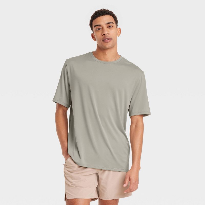 Men's Relaxed Fit Performance T-Shirt - All In Motion™ Gray L: Moisture Wicking, Quick Dry, Jersey