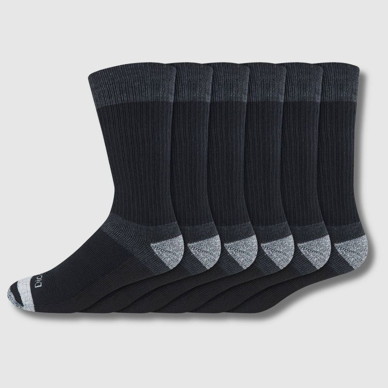 Dickies Men's 6pk Max Cushion Crew Socks - Black 6-12: Midweight, Tagless, Solid Pattern