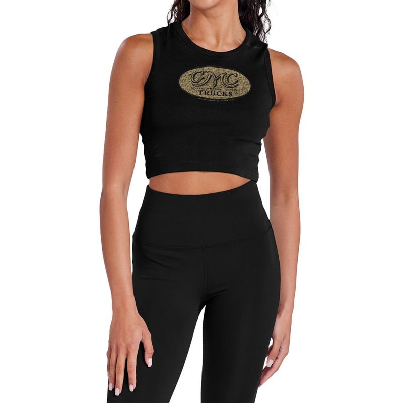 Women's GMC Vintage Oval Logo Sleeveless Crop Top Tank Black X Large