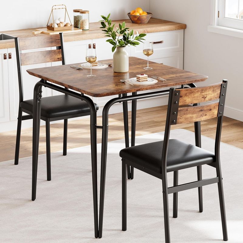 Dining Table for 2, Small Square kitchen Dinner Table Set for 2,Space Saving Wood Modern Dinette With Upholstered,Dining Room Furniture for Breakfast