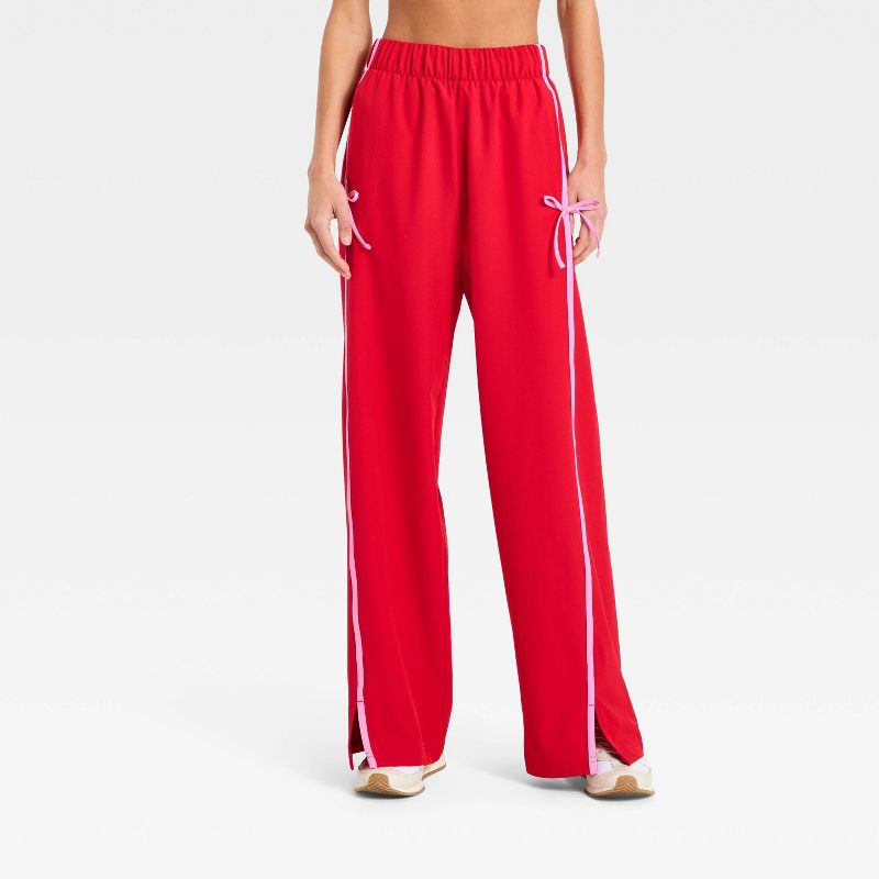 Women's Woven High-Rise Bow Track Pants - All In Motion™ Red M