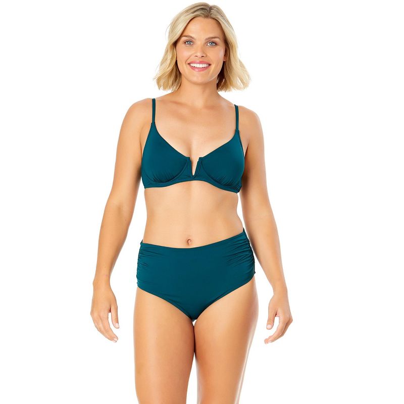 Women's Live In Color V Wire Underwire Bikini Top-Hunter Green-34C/36B