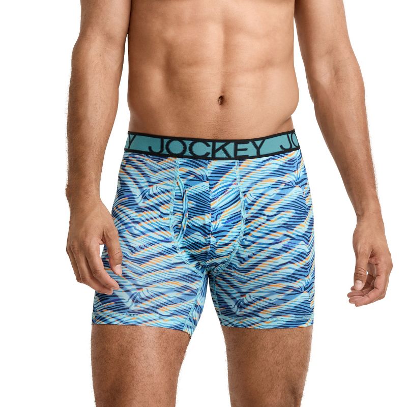 Jockey Men's Active Microfiber 5" Boxer Brief S Infinite Waves