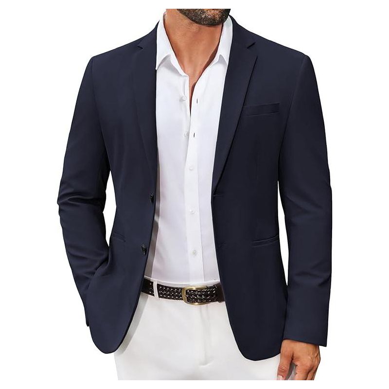 COOFANDY Men's Casual Regular Fit Blazer Jacket Two Button Suit Jackets Lightweight Sport Coat Navy Blue 38 Navy Blue 38