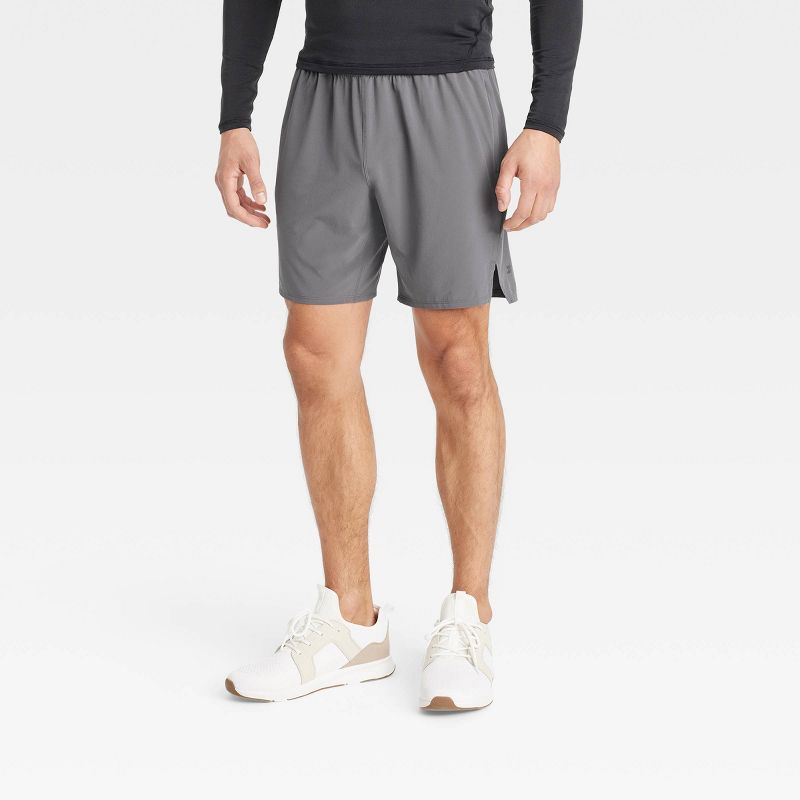 Men's Active Light Unlined Run Shorts 7" - All In Motion™ Dark Gray S: Recycled Polyester, Spandex, Moisture Wicking, Quick Drying