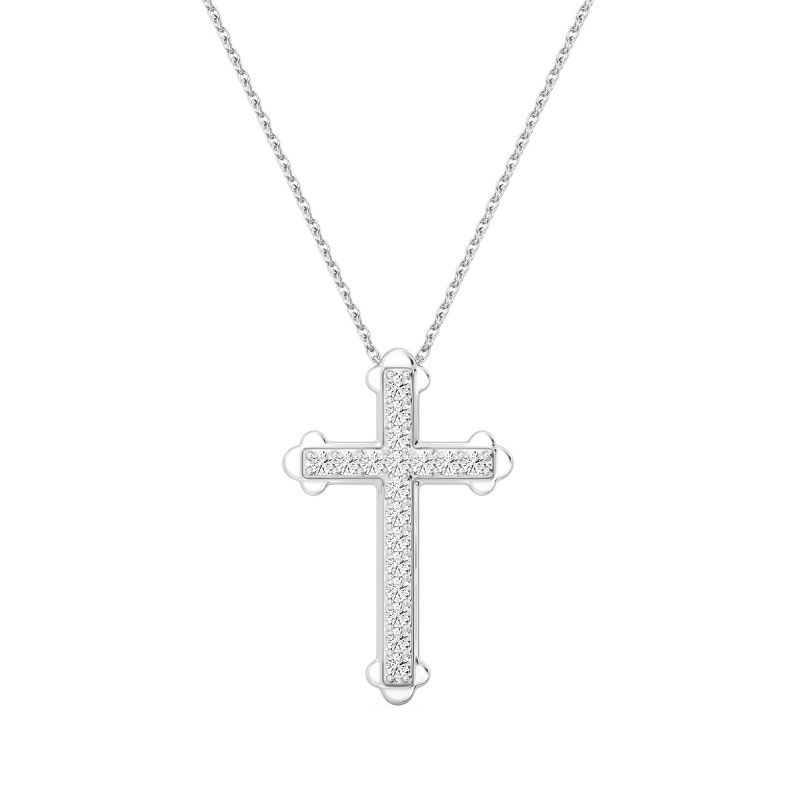 Itsy Bitsy by Gilded 1/4 ct t.w. Lab-Grown Diamond Cross Pendant Necklace in Sterling Silver, 18" Cable Chain