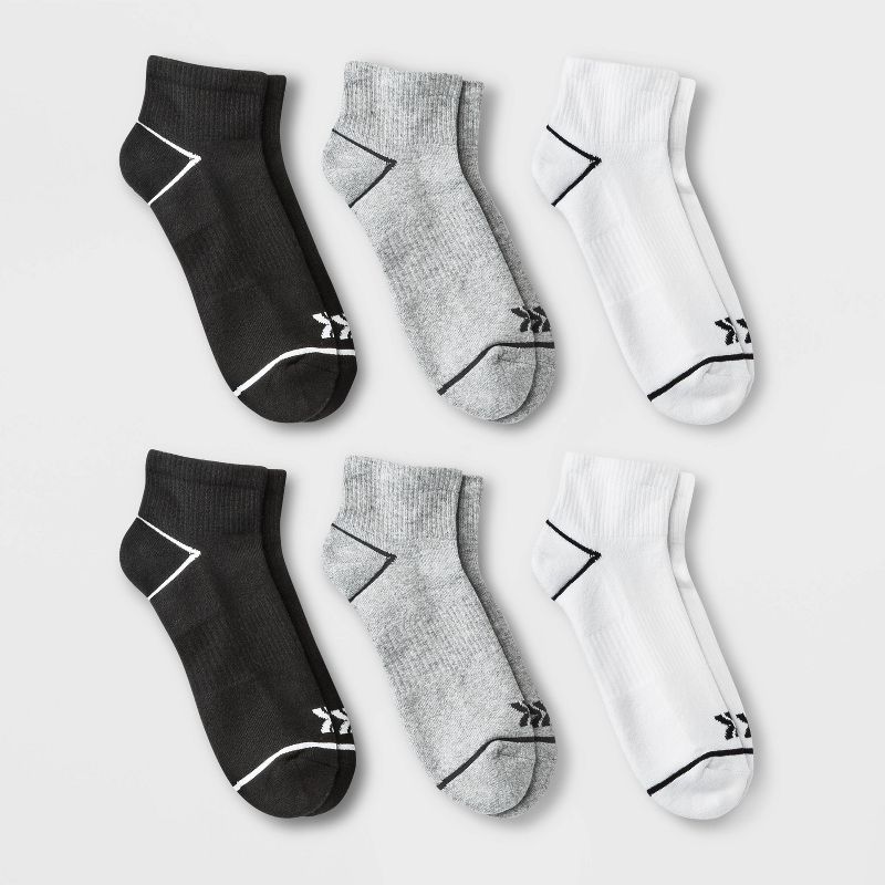 Men's Assorted New Ankle Socks 6pk - All In Motion™ 6-12: Arch Support, Cushioned Heel, Midweight Fabric