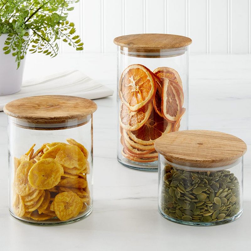 Premium Wood Lid Canisters - Versatile Kitchen Storage Set | The Lakeside Collection