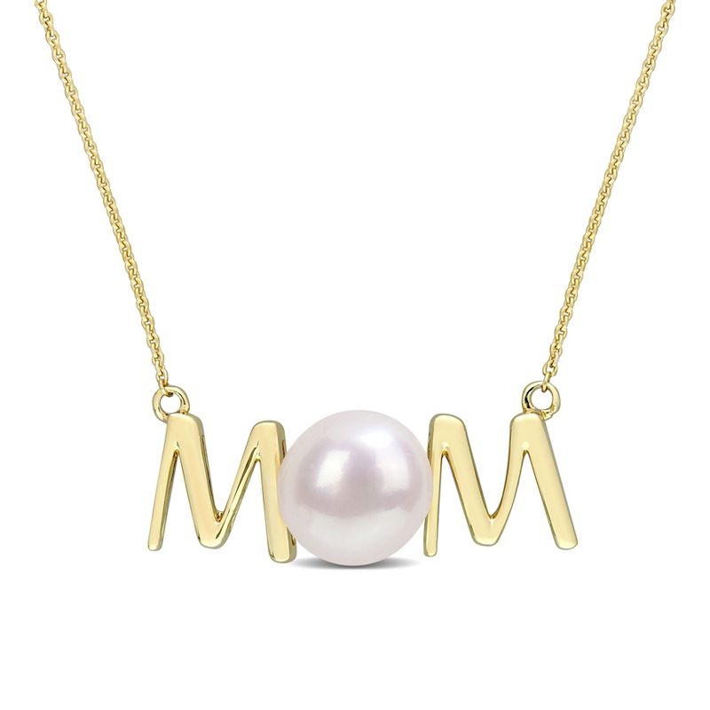 EVERLY JEWELRY | 10K Yellow Gold 7 - 7.5 MM Cultured Freshwater Pearl Fashion Pendant With Chain