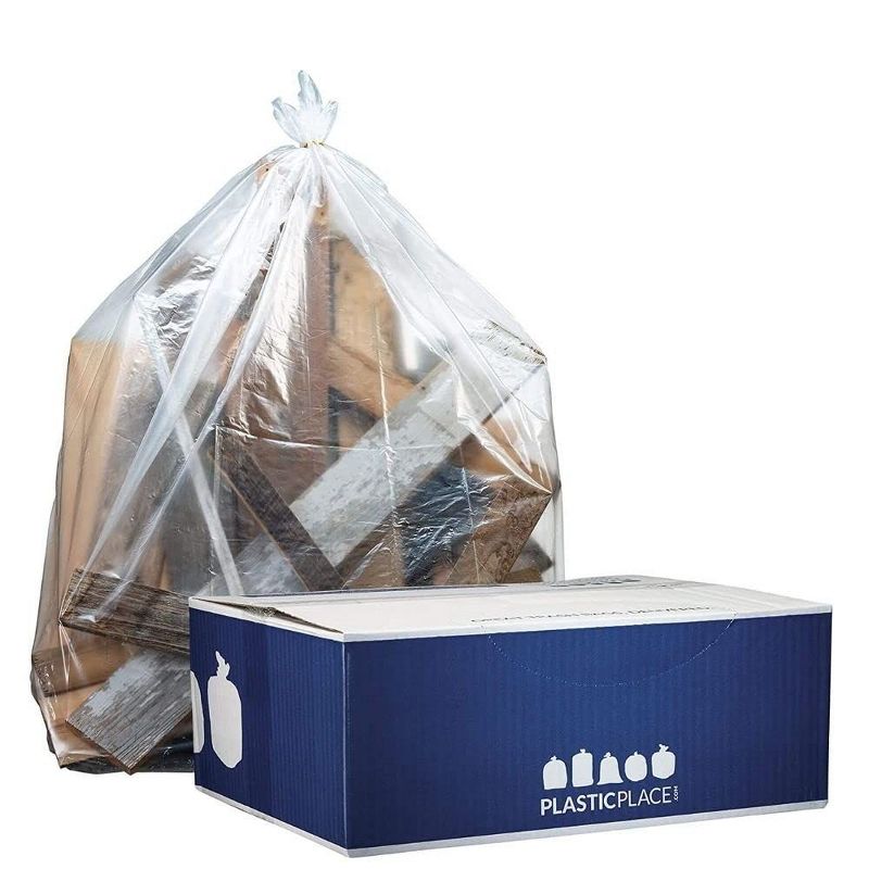 Plasticplace 40-45 Gallon Trash Bags, Clear, 1.2 Mil (100 Count)