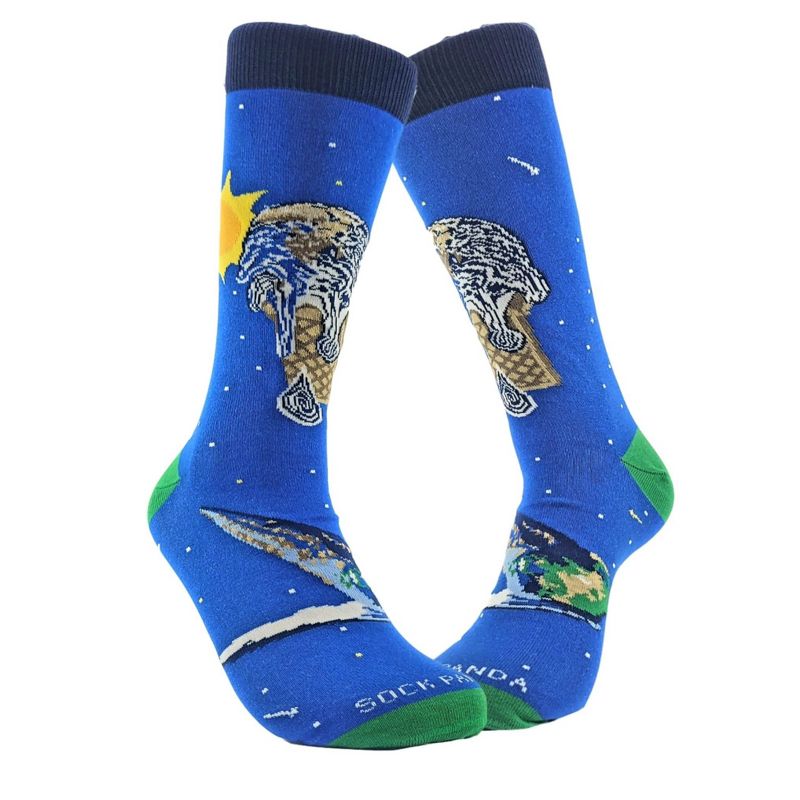 Ice Cream Cone Earth Socks (Men's Sizes, Adult Large) from the Sock Panda