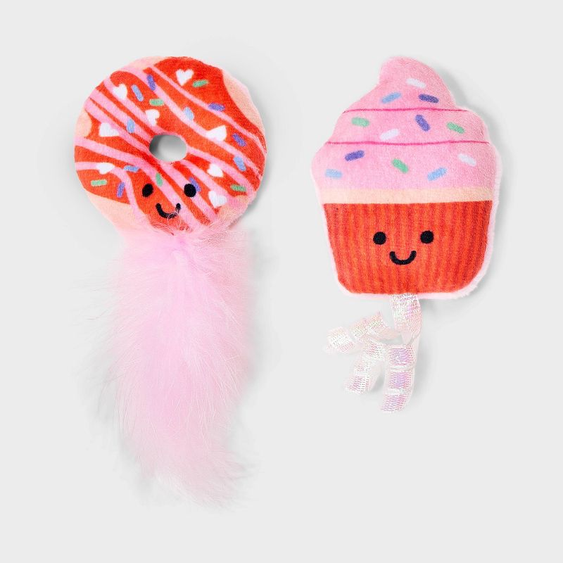 Cupcake and Donut Plush Cat Toy - Boots & Barkley™ Assorted Pinks