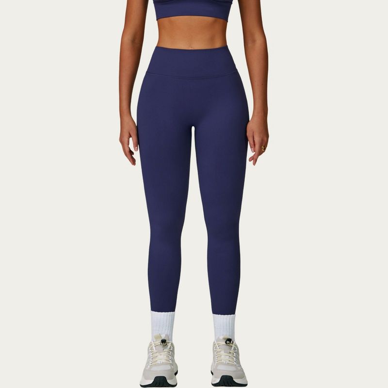 Anna-Kaci Active Women's High Waist Smooth Finish Athletic Leggings with Sculpting Fit Stretch Knit Fabric and Full Length Design - X Large, Navy