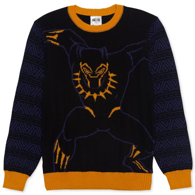 Jem Mens Black Panther Pullover Sweater, charcoal, Medium