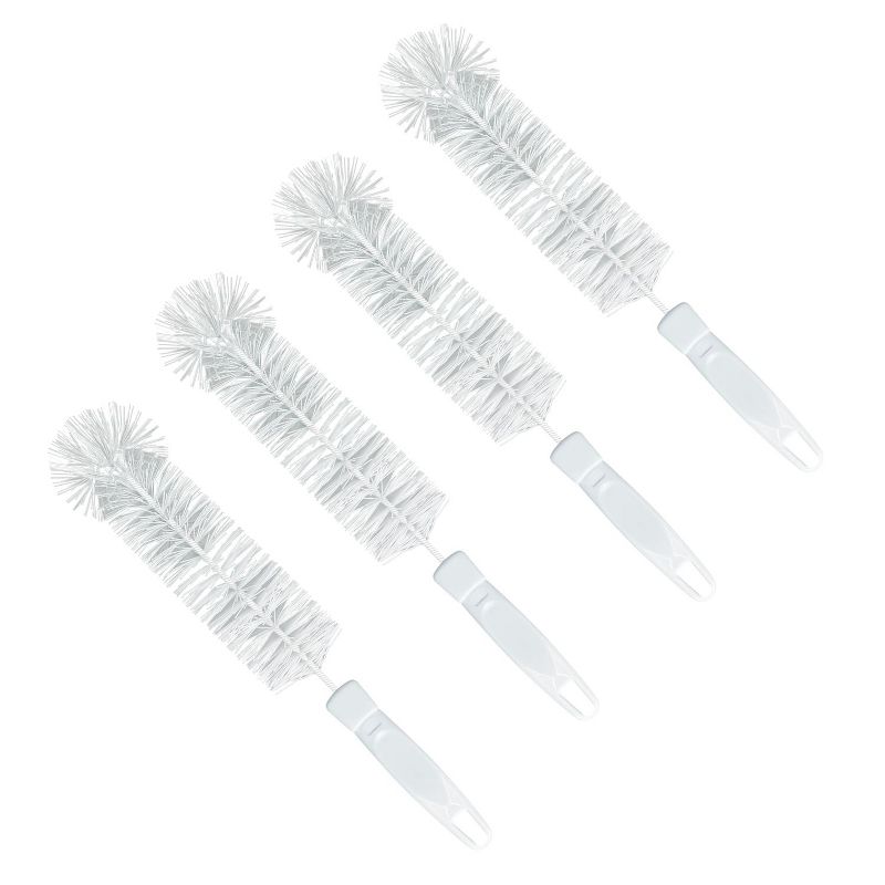 LOLA Bottle Brush Cleaner, 4 Pack, Durable Fiber Bristles Around Twisted Wire with Gripper Handle & Storage Hang Hole, Dishwasher Safe