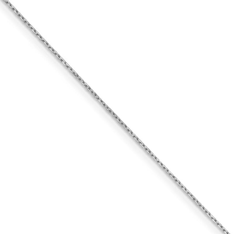 Black Bow Jewelry Children's 0.8mm, 10k White Gold, D/C Cable Chain Necklace, 14 Inch