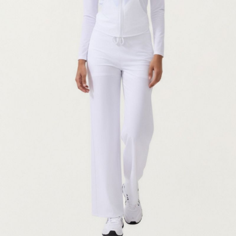 Anna-Kaci Active Women's High Waist Wide Leg Sweatpants with Drawstring Waistband - Medium, White