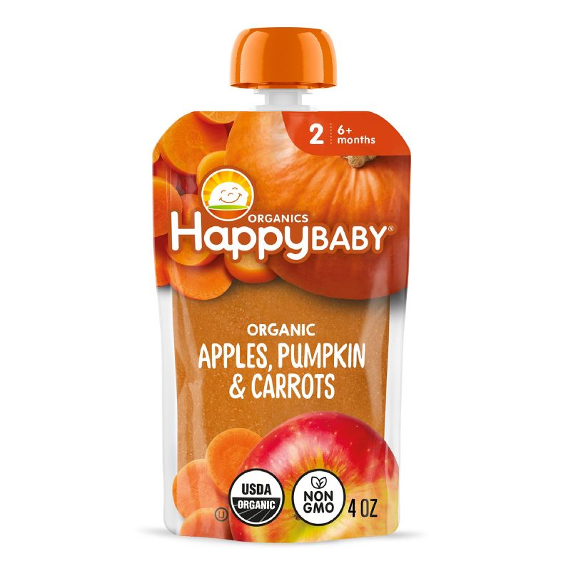 Happy Baby Organic Apples, Pumpkin & Carrots Baby Food Pouch - 4oz
