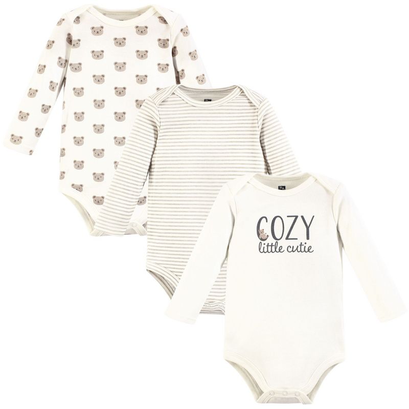 Hudson Baby Cotton Long-Sleeve Bodysuits, Cozy Cutie, 0-3 Months
