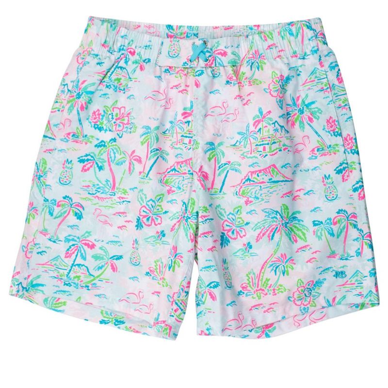 RuggedButts Men's UPF50+ Swim Trunks - Tropical Resort, Men's L