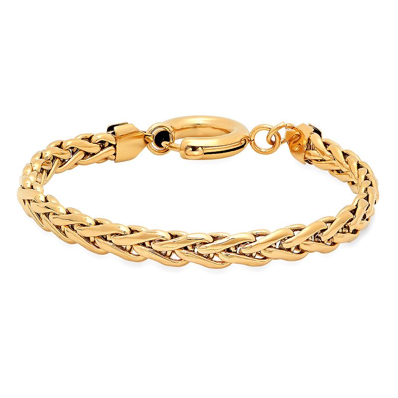 Steeltime Ladies 18k gold plated stainless steel wheat link bracelet