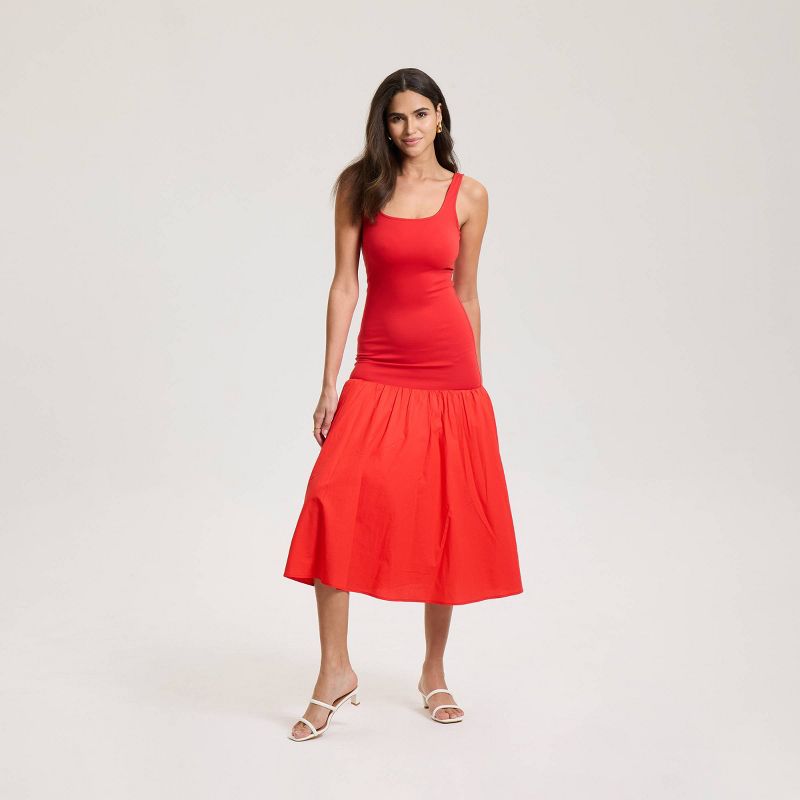 Women's Sleeveless Drop Waist Knit Maxi Bodycon Dress - A New Day™ Red Geranium XL