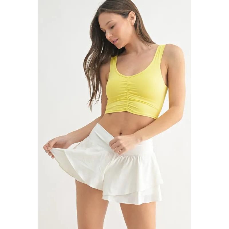 Sol Living Ruched Front Active Tank Medium Lemon
